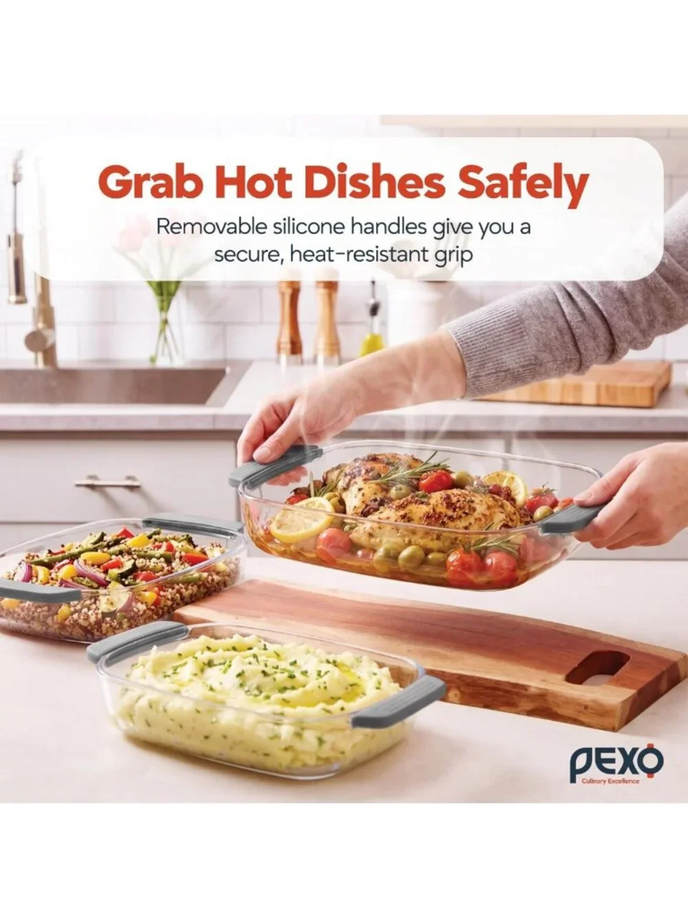 6-Piece Glass Baking Dish Set with Lids, Stackable Casserole Dishes, Oven Safe